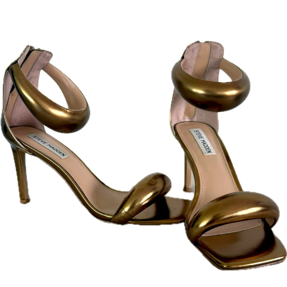 Steve Madden Bronze Stiletto Heels with Ankle Strap
